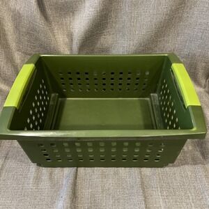 Sterilite  Green  Stacking Basket Storage Container 14.5x10x6
